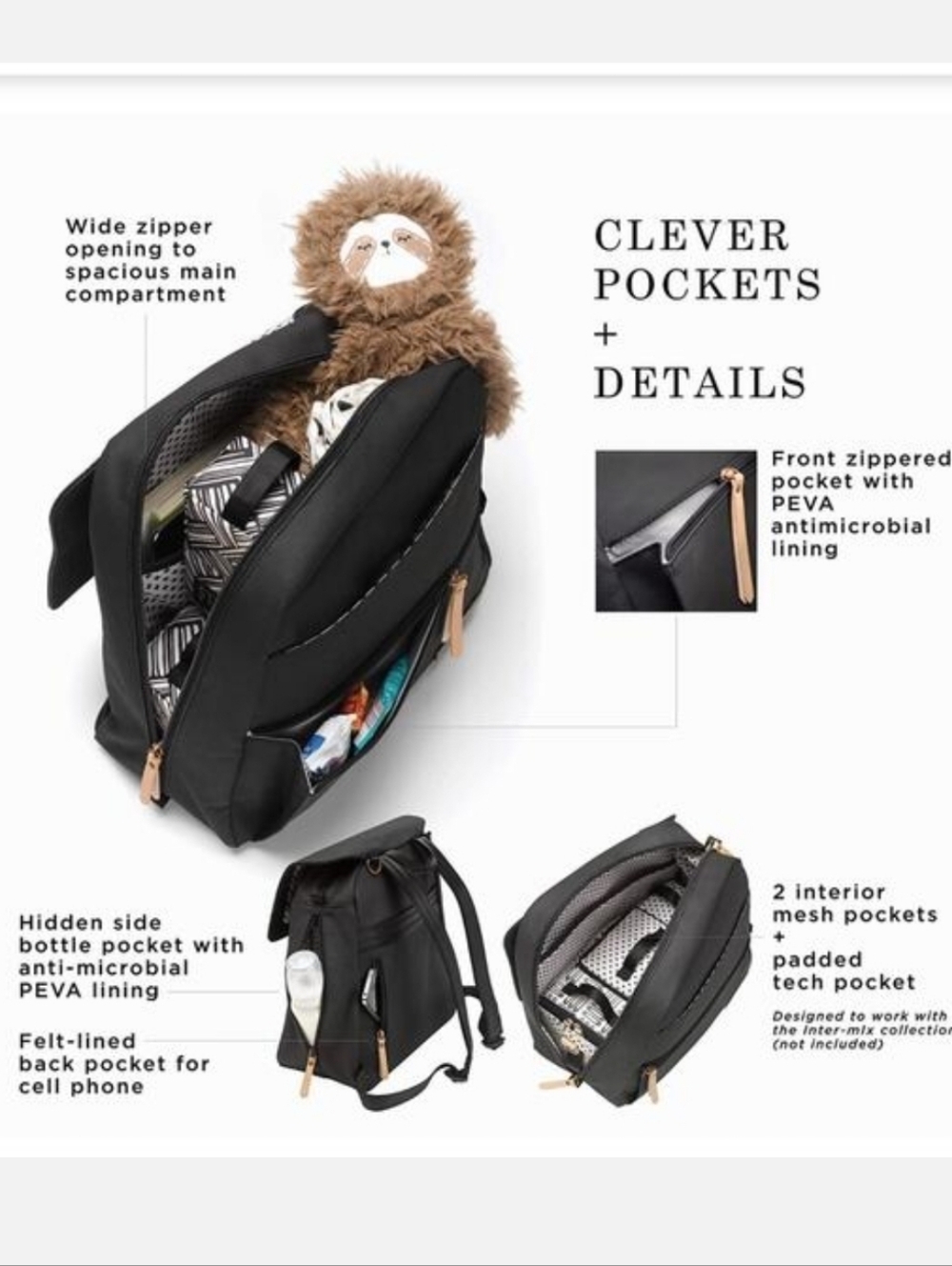 Petunia Pickle Bottom Meta Diaper Backpack in Black Matte Canvas - Picture 2 of 12